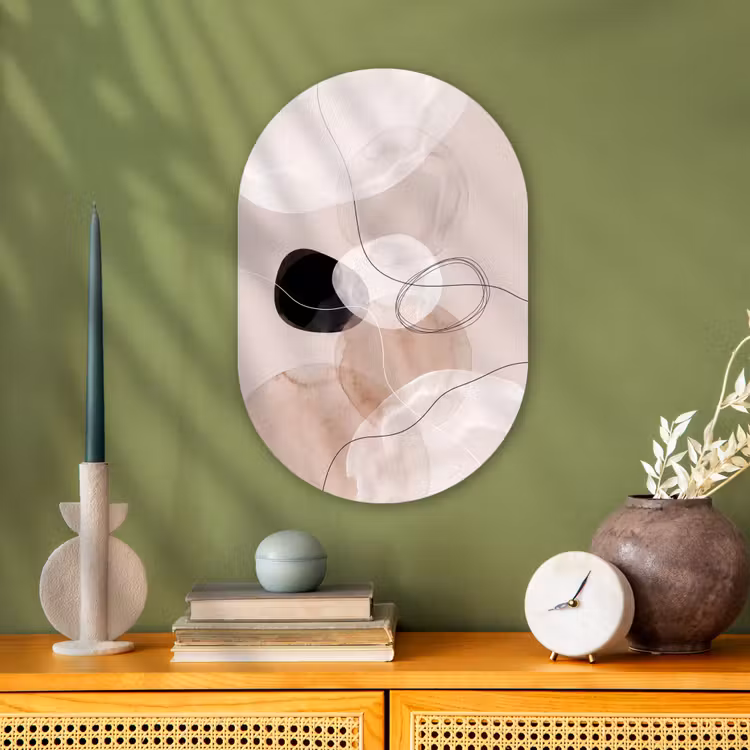 Oval - Plastic - Lines - Wavy - Art - Lijnen - Golvend - Kunst Wandcirkel Ovaal Forex klein