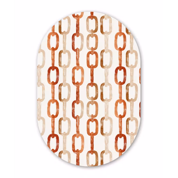 Schakels - Patroon - Aquarel - Terracotta Wandcirkel Ovaal Forex klein 630 -3d