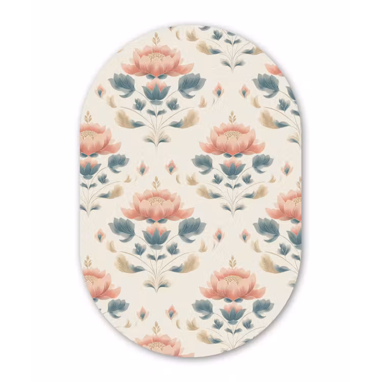 Lotus - Bloemen - Roze Wandcirkel Ovaal Forex klein 630 -3d