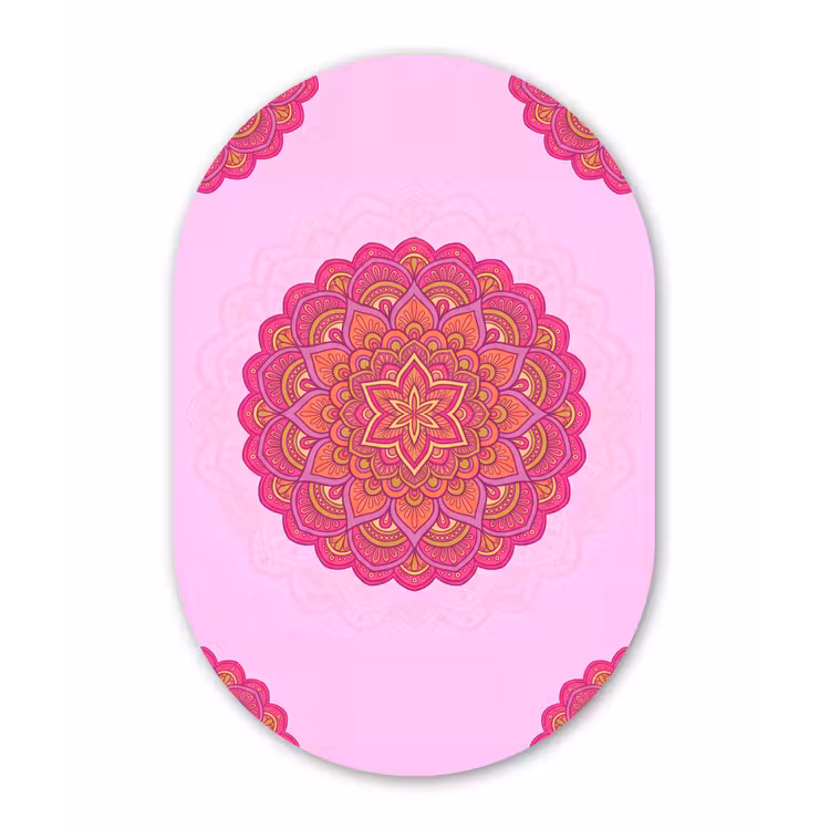 Mandala - Cirkel - Spiritueel - Oosters - Roze Wandcirkel Ovaal Forex klein -3d
