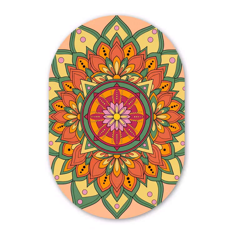 Mandala - Bloemen - Abstract - Kleurrijk Wandcirkel Ovaal Forex klein -3d