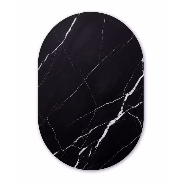 Marmer - Patroon - Abstract - Modern - Zwart Wandcirkel Ovaal Forex klein -3d