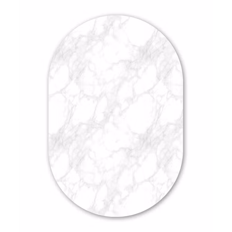 Minimalistisch - Wit - Grijze aders Wandcirkel Ovaal Forex klein 630 -3d