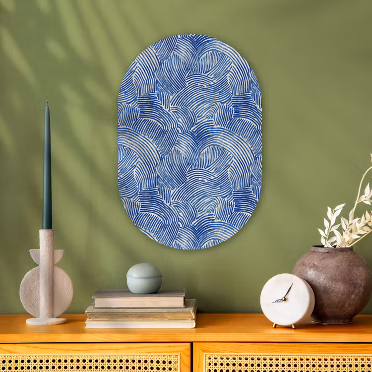 Modern - Abstract - Blauw Wandcirkel Ovaal Forex klein 630 -sfeer2