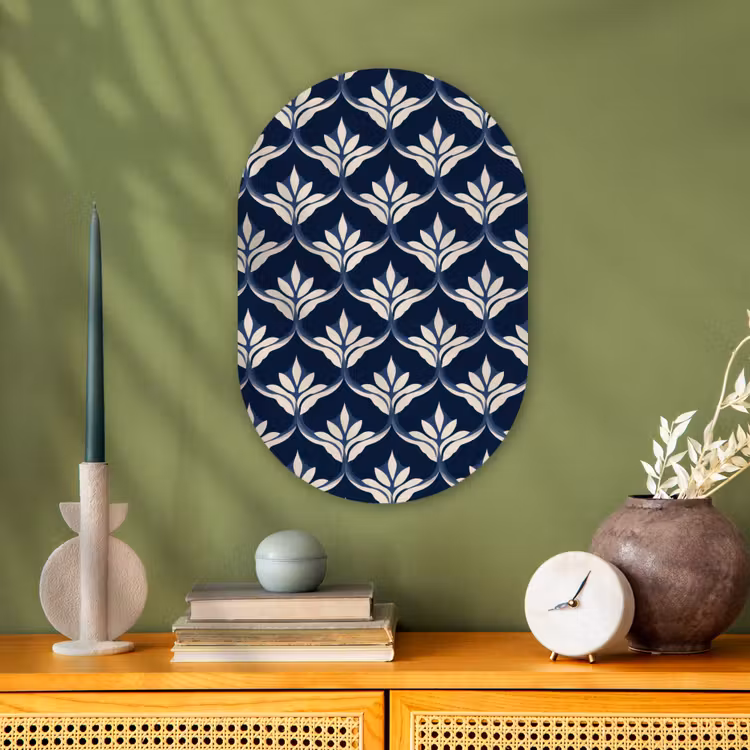 Modern - Ontwerp - Blauw Wandcirkel Ovaal Forex klein 630 -sfeer2