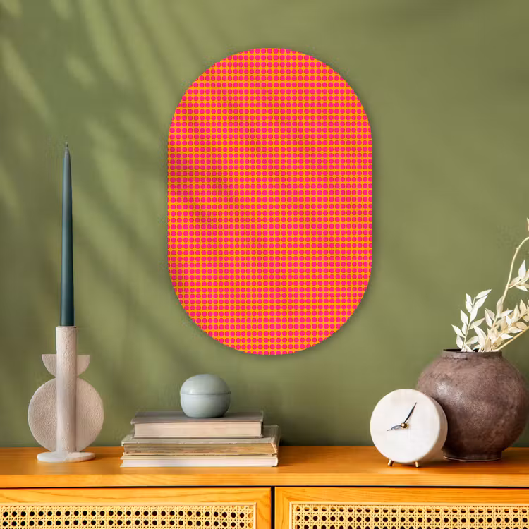 Modern - Stippen - Oranje Wandcirkel Ovaal Forex klein 630 -sfeer2