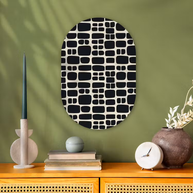 Modern - Organisch - Zwart Wandcirkel Ovaal Forex klein 630 -sfeer2