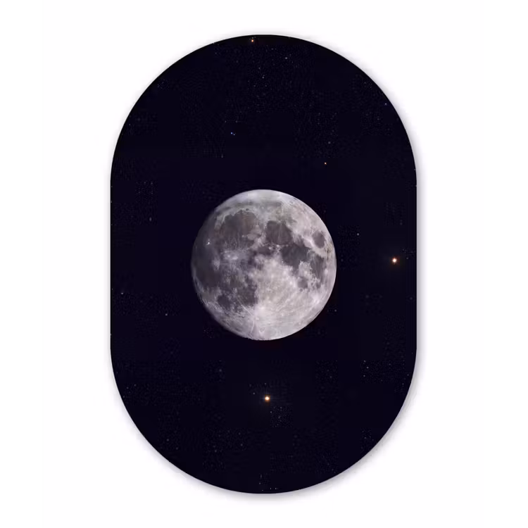 Oval - Plastic - Moon - Stars - Space - Maan - Sterren - Ruimte Wandcirkel Ovaal Forex klein