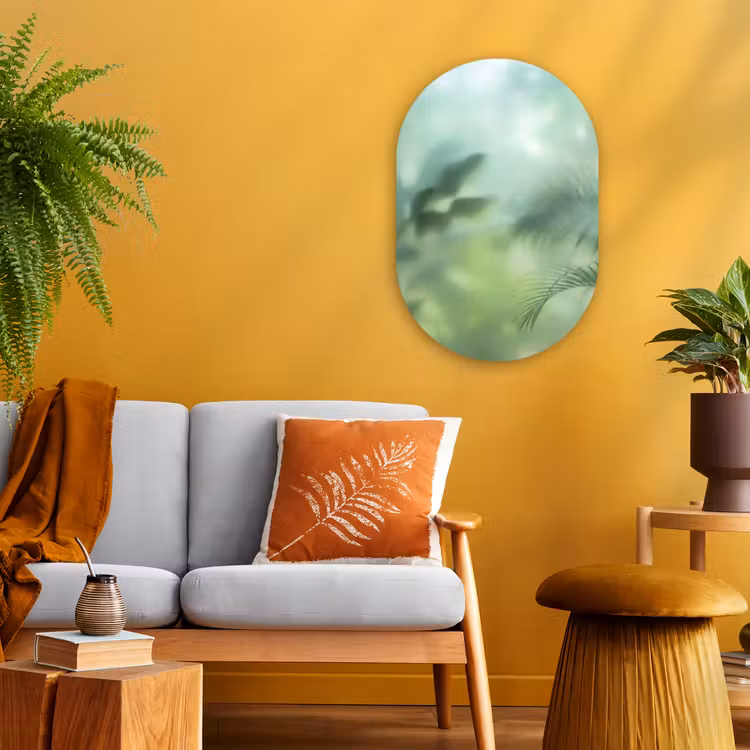 Natuur - Vervaagd - Groen - Abstract - Modern Wandcirkel Ovaal Forex klein -sfeer4