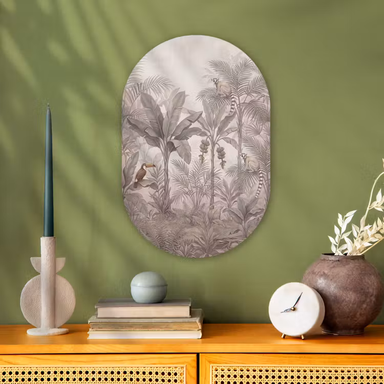 Natuur - Jungle - Ringstaartmaki - Bruin Wandcirkel Ovaal Forex klein -sfeer2
