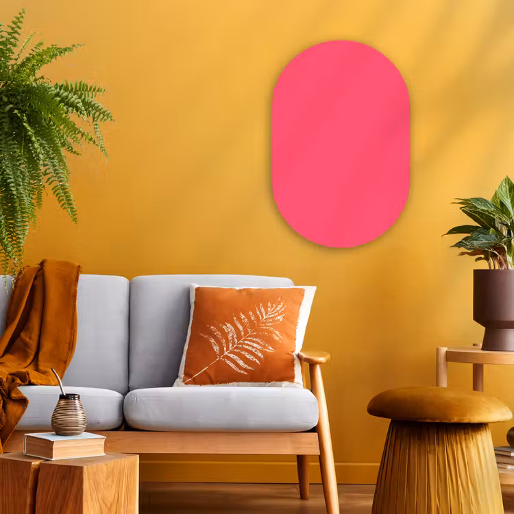 Neon - Flamingo - Roze Wandcirkel Ovaal Forex klein 630 -sfeer4
