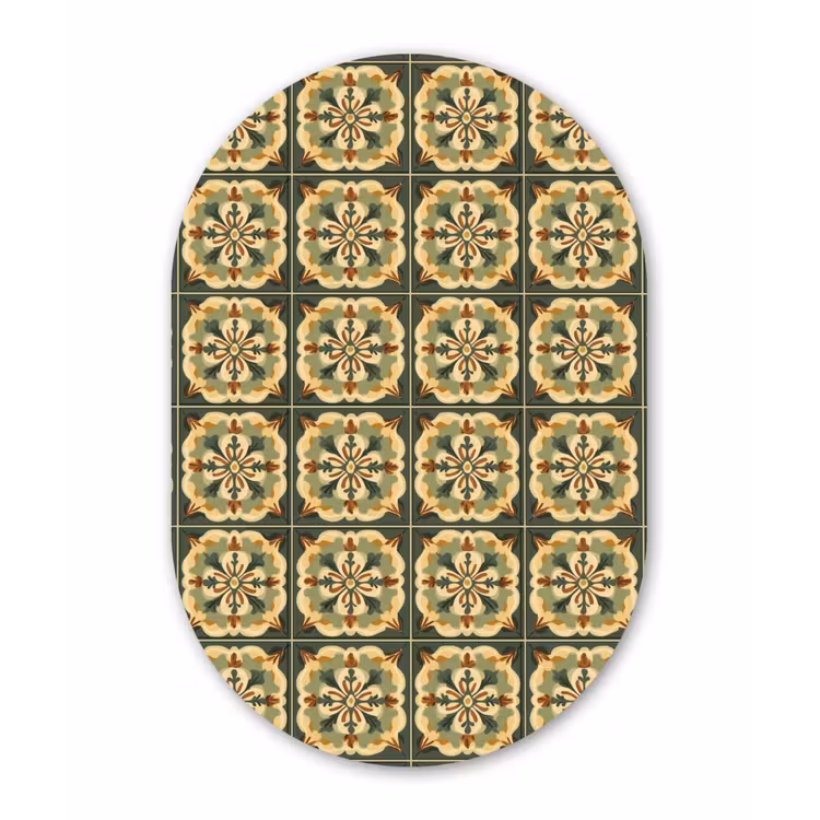 Ornament - Patroon - Groen Wandcirkel Ovaal Forex klein 630 -3d