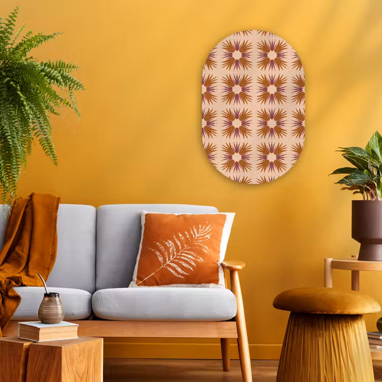 Ornament - Patroon - Oker Wandcirkel Ovaal Forex klein 630 -sfeer4