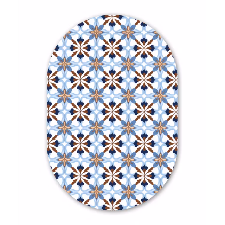 Ornament - Tegel - Kleurrijk Wandcirkel Ovaal Forex klein 630 -3d