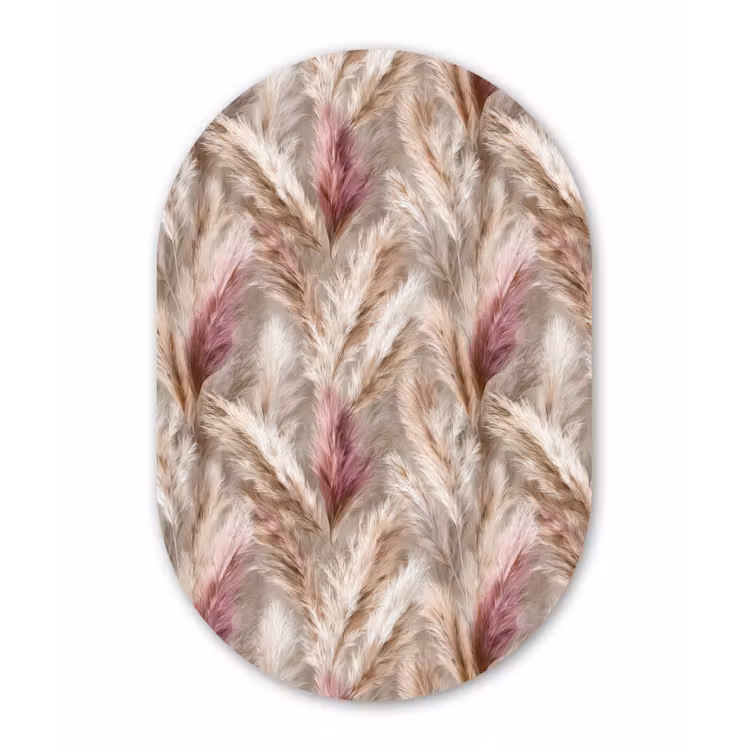 Pampasgras - Pluizig - Kleurrijk Wandcirkel Ovaal Forex klein 630 -3d