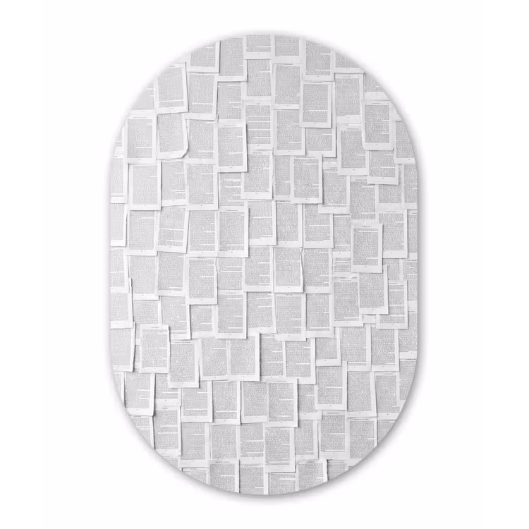 Papier - Overlappend - Textuur - Modern - Wit Wandcirkel Ovaal Forex klein -3d