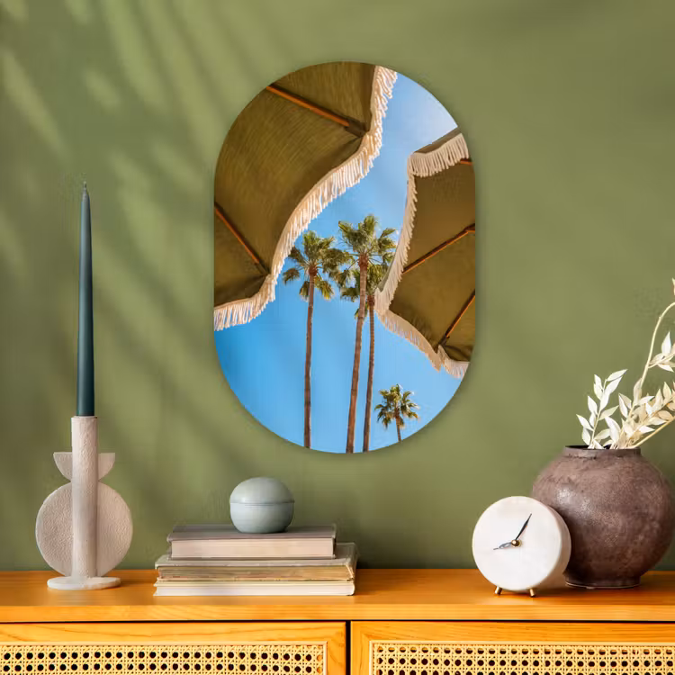 Parasol - Groen - Franjes - Zomer - Tropisch Wandcirkel Ovaal Forex klein -sfeer2