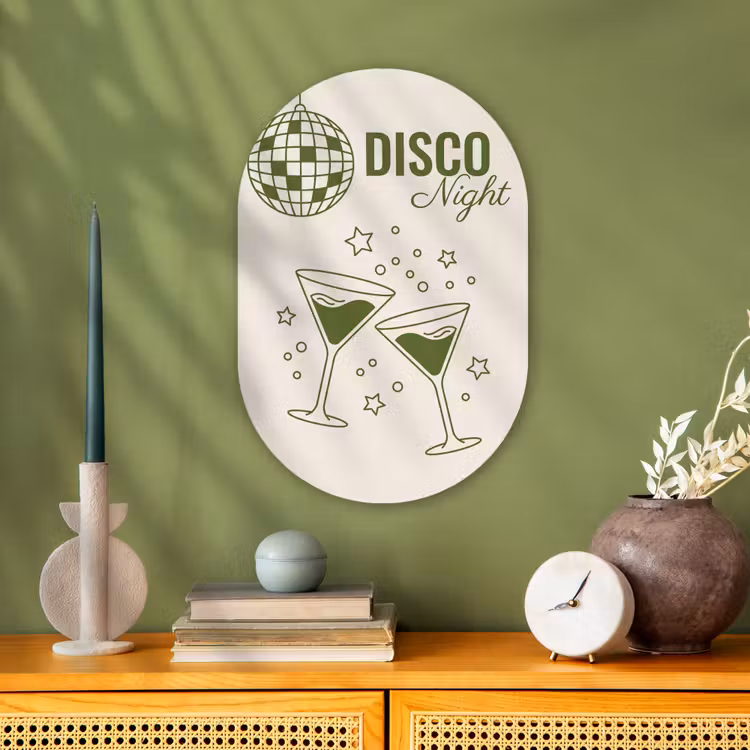 Feest - Disco - Drank - Illustratie - Groen Wandcirkel Ovaal Forex klein -sfeer2
