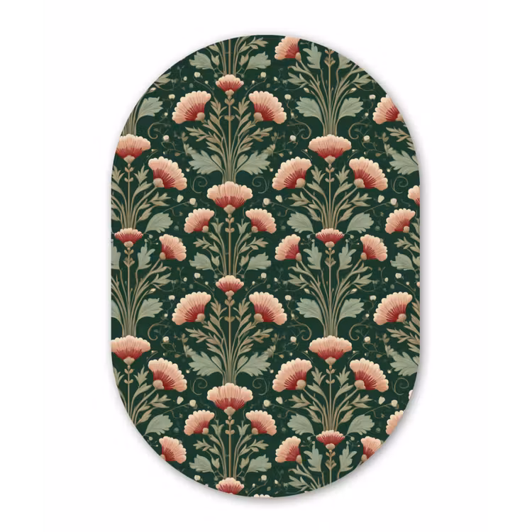Patroon - Botanisch - Kleurrijk Wandcirkel Ovaal Forex klein 630 -3d