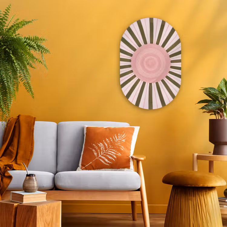 Patroon - Cirkel - Stralen - Abstract - Roze Wandcirkel Ovaal Forex klein -sfeer4