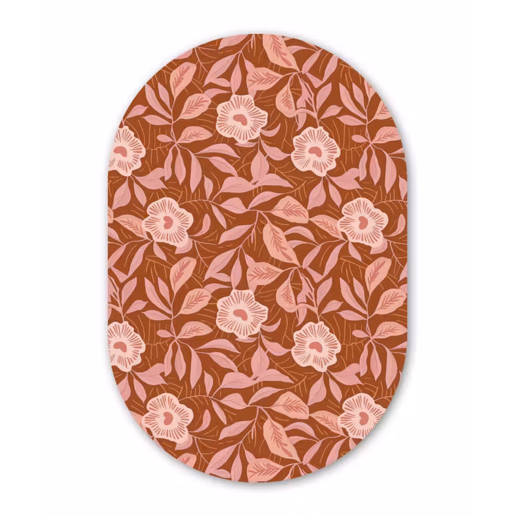 Patroon - Bladeren - Terracotta Wandcirkel Ovaal Forex klein 630 -3d