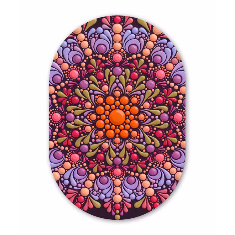 Patroon - Stippen - Abstract - Modern - Kleurrijk Wandcirkel Ovaal Forex klein -3d