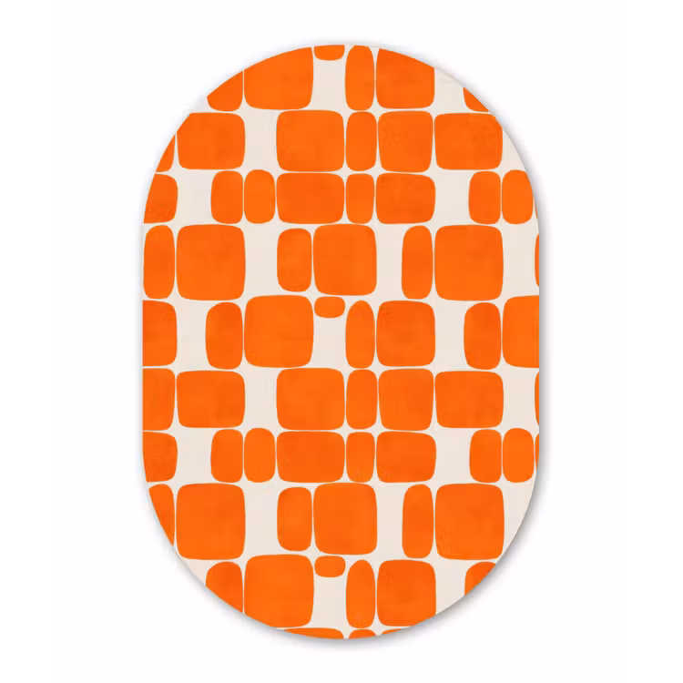 Patroon - Retro - Oranje Wandcirkel Ovaal Forex klein 630 -3d