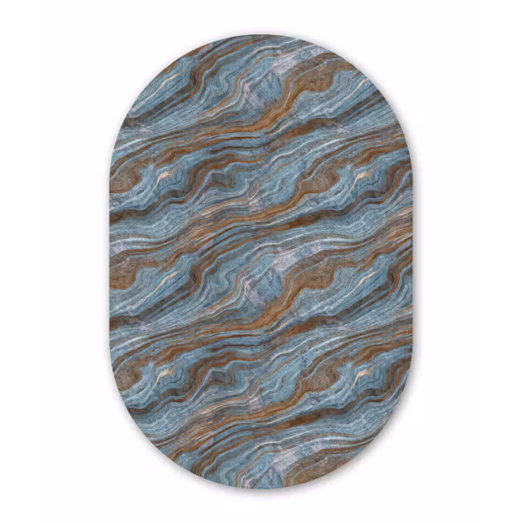 Patroon - Steen - Blauw Wandcirkel Ovaal Forex klein 630 -3d