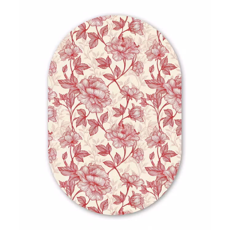 Pioenrozen - Modern - Rood Wandcirkel Ovaal Forex klein 630 -3d