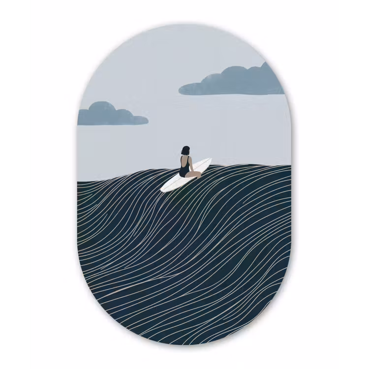Persoon - Surfen - Oceaan - Natuur - Modern Wandcirkel Ovaal Forex klein -3d