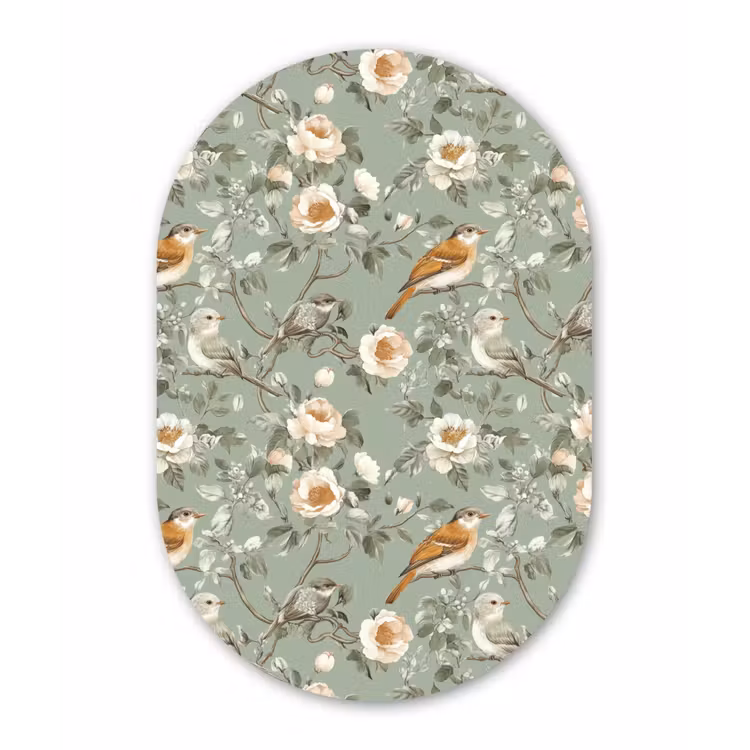 Roze - Vogels - Kleurrijk Wandcirkel Ovaal Forex klein 630 -3d