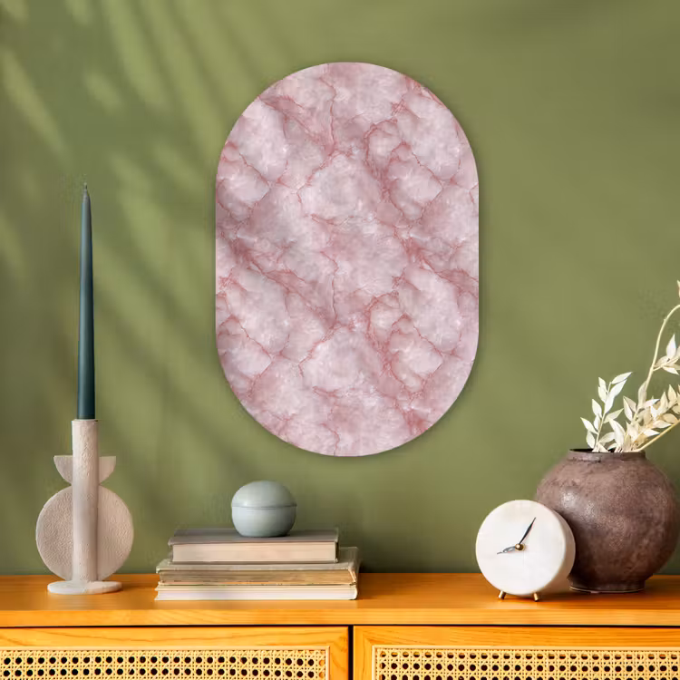 Roze - Kwartsmarmer - Aders Wandcirkel Ovaal Forex klein 630 -sfeer2