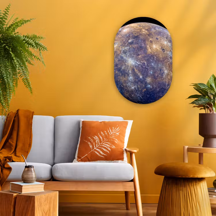 Oval - Plastic - Planet - Craters - Space - Planeet - Kraters - Ruimte Wandcirkel Ovaal Forex klein