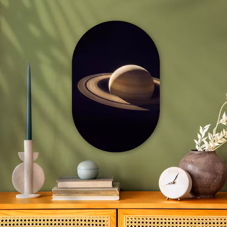 Oval - Plastic - Planet - Rings - Space - Planeet - Ringen - Ruimte Wandcirkel Ovaal Forex klein