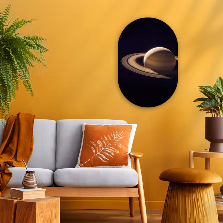 Oval - Plastic - Planet - Rings - Space - Planeet - Ringen - Ruimte Wandcirkel Ovaal Forex klein