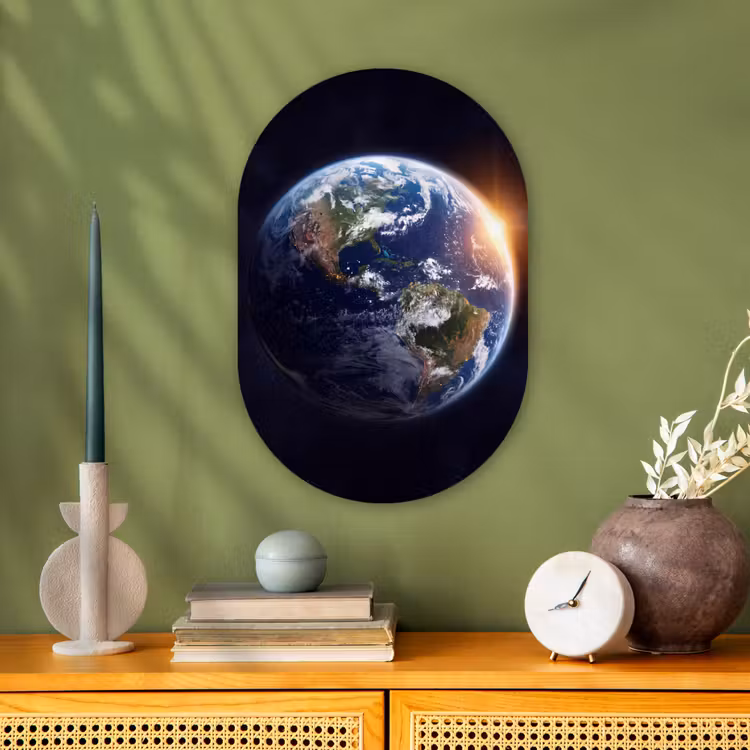 Oval - Plastic - Planet - Space - Cosmos - Planeet - Ruimte - Kosmos Wandcirkel Ovaal Forex klein