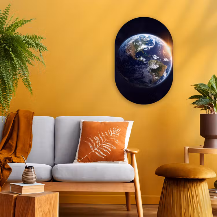 Oval - Plastic - Planet - Space - Cosmos - Planeet - Ruimte - Kosmos Wandcirkel Ovaal Forex klein