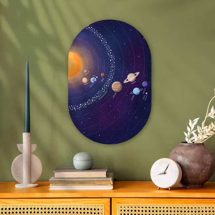 Planetenstelsel - Ruimte - Illustratie Wandcirkel Ovaal Forex klein -sfeer2