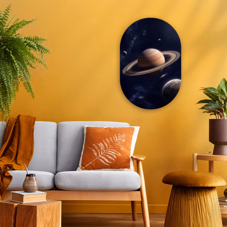 Planeten - Saturnus - Ruimte Wandcirkel Ovaal Forex klein -sfeer4