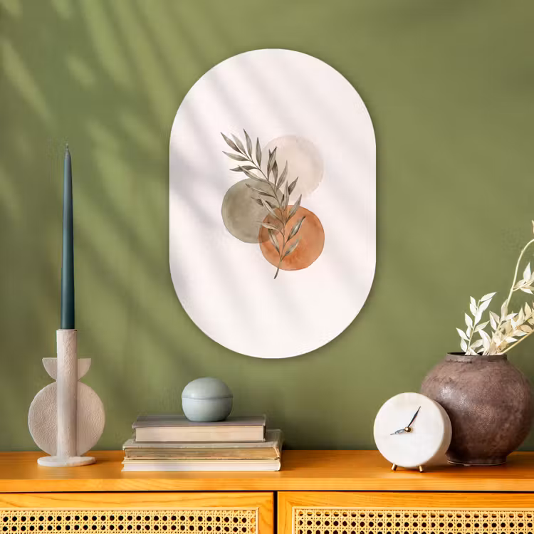Oval - Plastic - Plant - Circles - Abstract - Plant - Cirkels - Abstract Wandcirkel Ovaal Forex klein