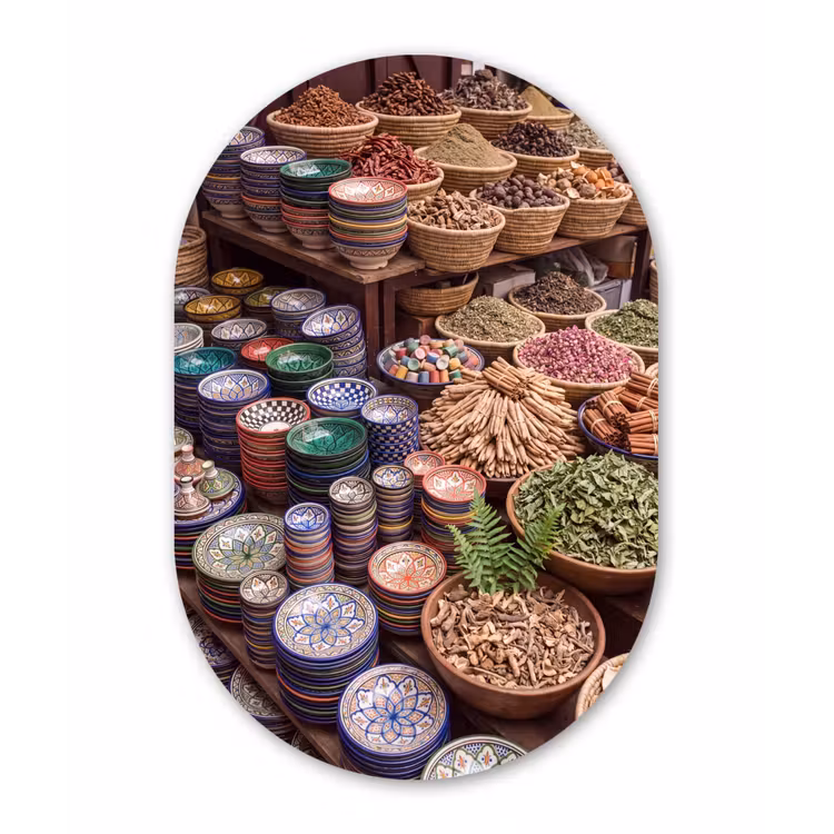 Oval - Plastic - Pottery - Oriental - Colorful - Aardewerk - Oosters - Kleurrijk Wandcirkel Ovaal Forex klein