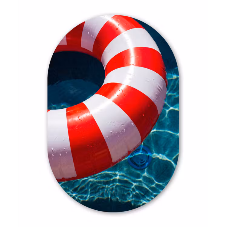 Recreatie - Water - Zomer - Rood - Wit Wandcirkel Ovaal Forex klein -3d