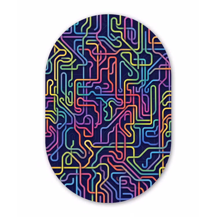Retro - Abstract - Neon Wandcirkel Ovaal Forex klein -3d