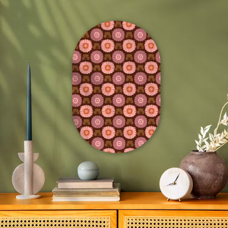 Retro - Madelief - Roze Wandcirkel Ovaal Forex klein 630 -sfeer2