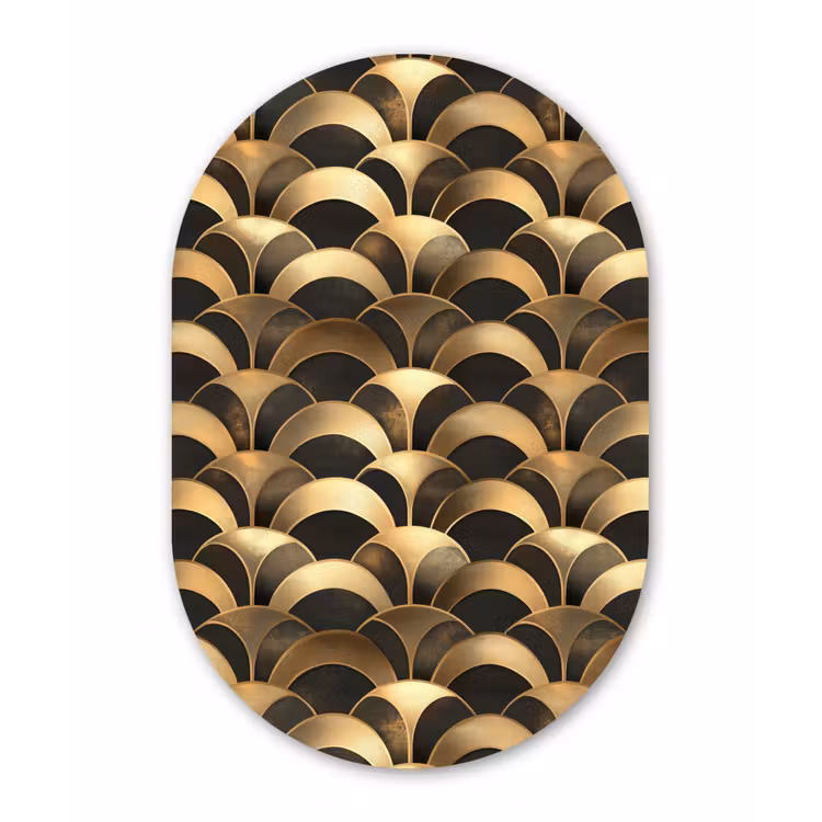 Schubben - Structuur - Goud Wandcirkel Ovaal Forex klein 630 -3d