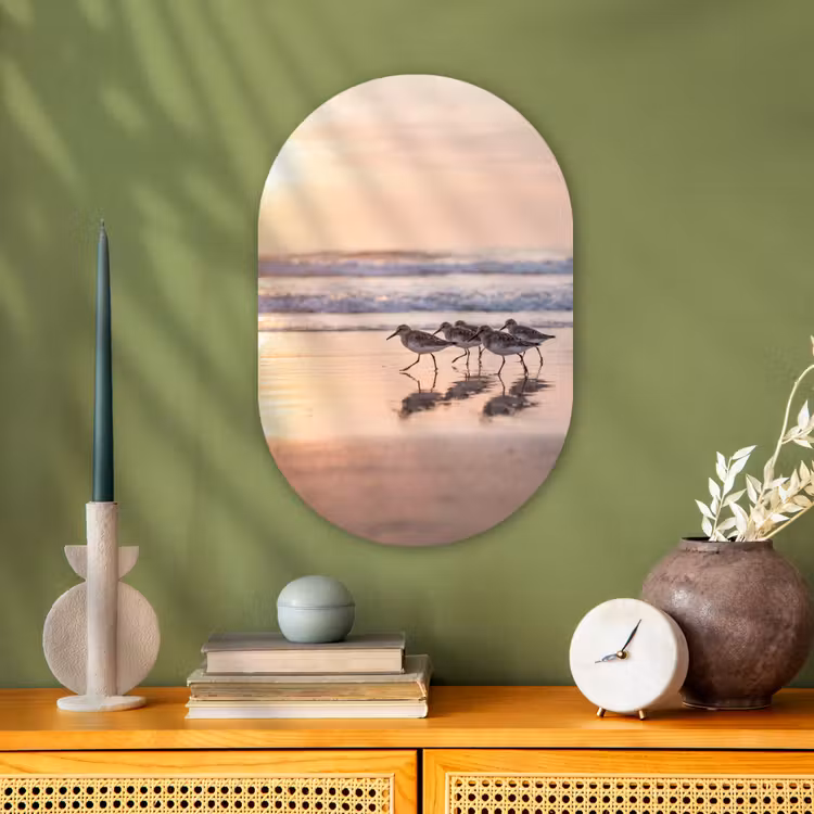 Zee - Vogels - Strand Wandcirkel Ovaal Forex klein -sfeer2