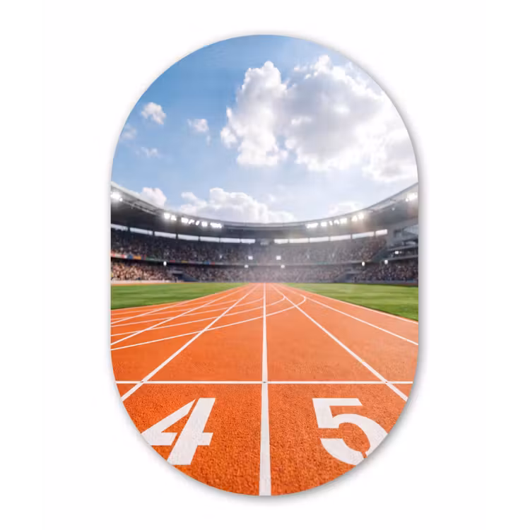Sintelbaan - Stadion - Sport -Oranje Wandcirkel Ovaal Forex klein -3d