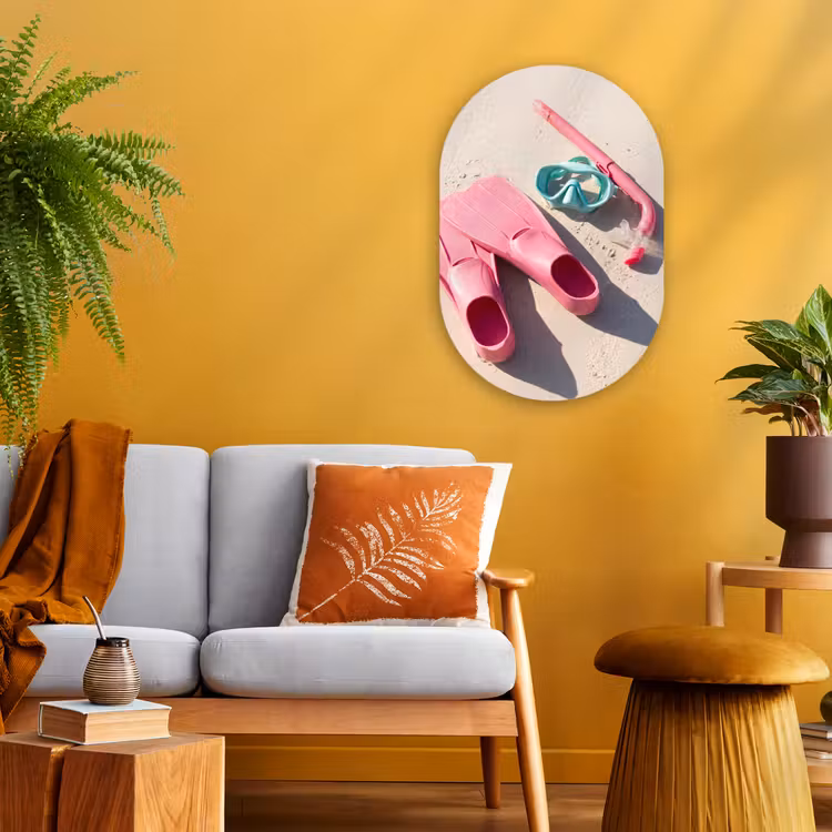 Snorkelset - Strand - Zomer - Roze Wandcirkel Ovaal Forex klein -sfeer4