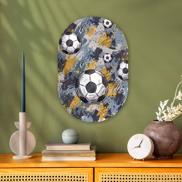 Voetbal - Abstract - Sport - Kleurrijk Wandcirkel Ovaal Forex klein -sfeer2