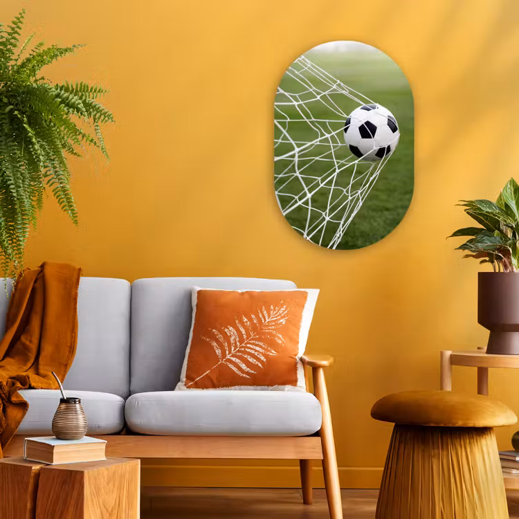 Voetbal - Goal - Net - Sport Wandcirkel Ovaal Forex klein -sfeer4